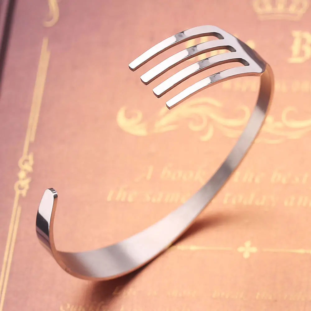 

Creative Personality Knives And Forks Stainless Steel Bracelet Opening Adjustable Trendy Men And Women Bracelet Jewelry Gift