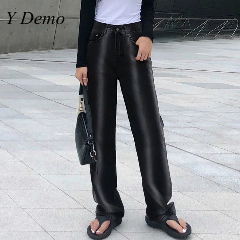 Y Demo корейские шикарные брюки с принтом в полоску Женские повседневные винтажные