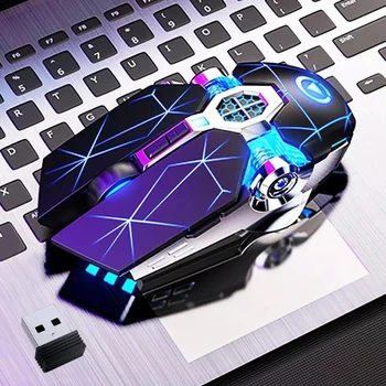 Ratón óptico inalámbrico para videojuegos, dispositivo de 2,4G, USB, 7 colores, LED, RGB, retroiluminado, recargable, silencioso, ergonómico, Accesorios de ordenador