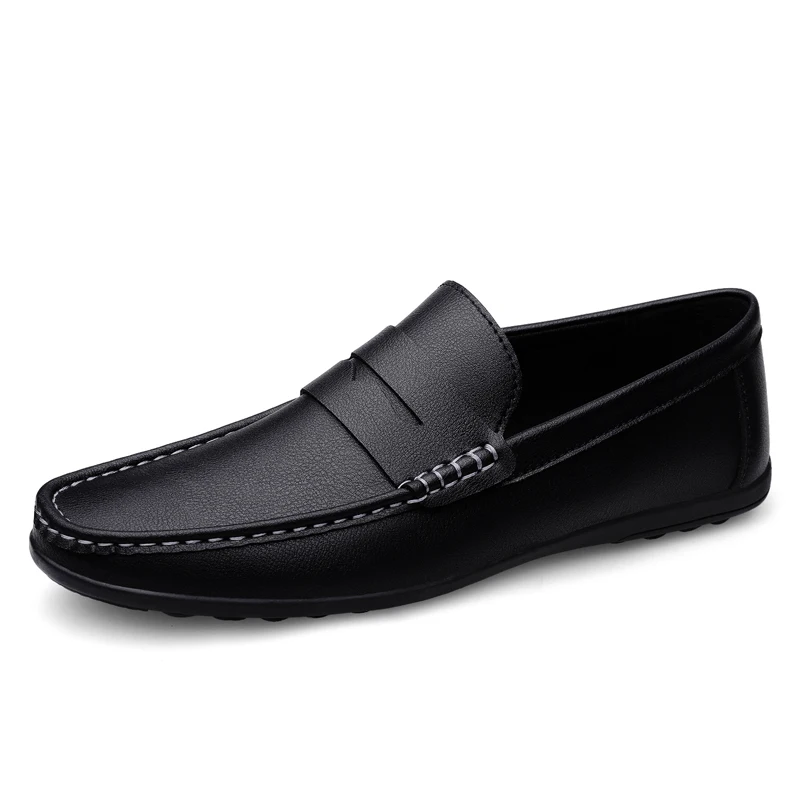 Spring Autumn Mens Casual Leather Loafers Men Loafer Shoes Mocasines Hombre Mocassini White Black Slip-On Big Size Dropshipping 3