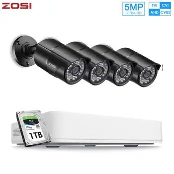 

ZOSI 4CH H.265 HD 5MP AHD CVI TVI Nightvision Security Detection Video Surveillance System with CCTV Bullet Camera DVR Kit