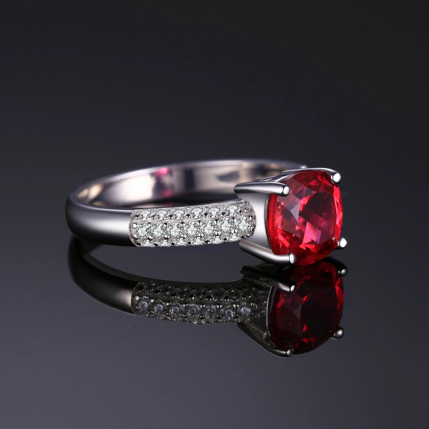 Jewelrypalace Подушки 2.6ct создан красный рубин Solitaire Обручение кольцо стерлингового серебра 925 Мода Дизайн Красивые ювелирные изделия