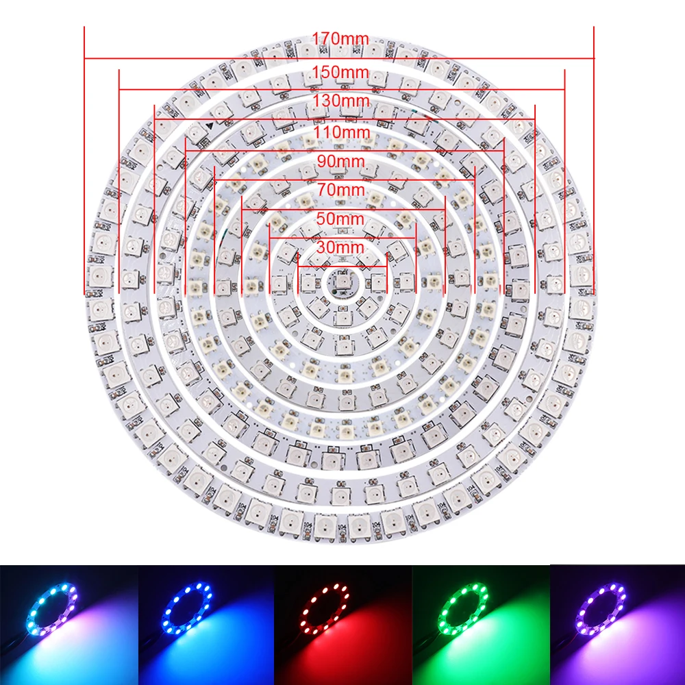 RGB Светодиодное кольцо 5 в WS2812 SK6812 5050 адресное светодиодное ic встроенный