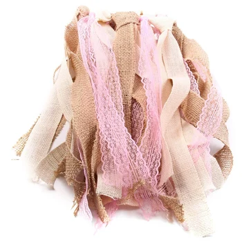 

Fabric Burlap Iace Antique Banner for Home Decoration, Wedding, Baby Shower, Party Supplies