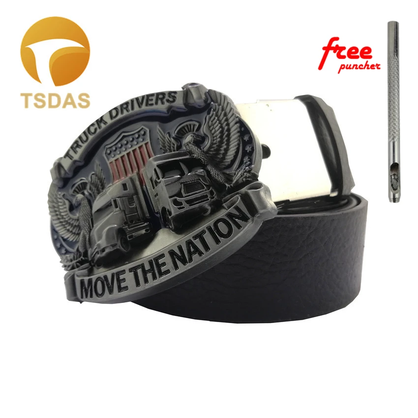 Truck Drivers Metal Belt Buckle with Pewter Finish Suitable For 40mm