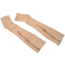 Высокое качество, мужские и женские гольфы с открытым носком, Анти-усталость, на молнии, компрессионные носки для ног, бежевые, L