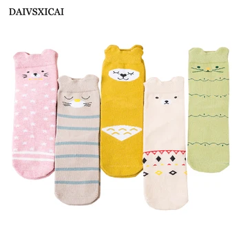 

Daivsxicai Winter Socks Baby Stripe Warm Cotton Socks For Children Comfortable Breathable Kids Tube Socks 5pairs/lot