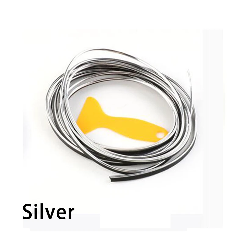 SILVER 5 м автомобильный Стайлинг Слот литье отделка полоски зазор декоративная линия хром серебро синий красный фиолетовый золотой авто аксессуары - Название цвета: SILVER