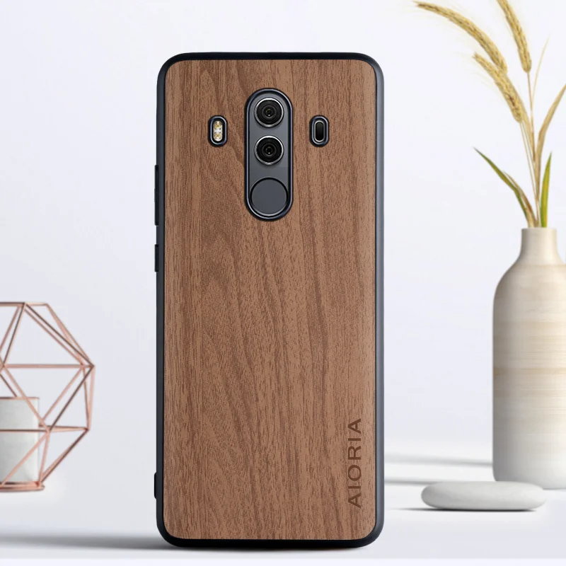 Винтажный чехол для Huawei Mate 10 pro мягкий силиконовый материал из ТПУ и дерева чехлы