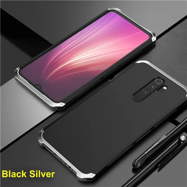 Чехол для Redmi Note 7, чехол для Xiaomi Redmi Note 8 Pro, противоударный металлический чехол из поликарбоната, чехол для Xiaomi Redmi Note 8 Pro, защитный чехол - Цвет: Black Silver
