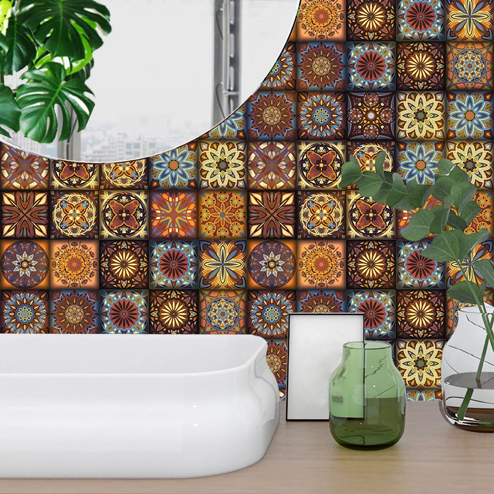10/15/20/30cm Mandala Strip Tiles Wall Stickers Bathroom Kitchen Tile Ceramics Decor Wallpaper Peel &amp Stick Waterproof Art Mural | Дом и