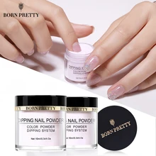 BORN PRETTY inmersión polvo de clavo francés Color Natural brillo holográfico lámpara cura arte de uñas decoraciones