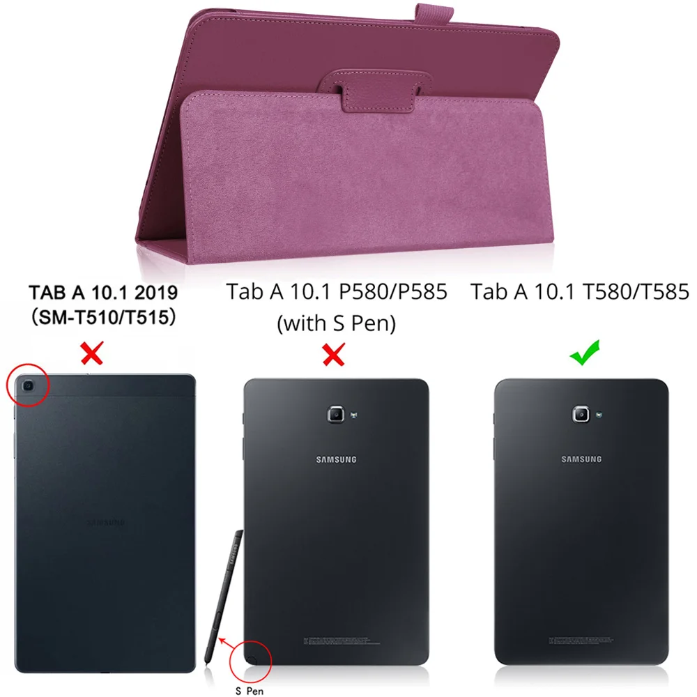 Purple Чехол для samsung Galaxy Tab A A6 10,1 T580 T585 SM-T580 SM-T585 Магнитный чехол с откидной крышкой - Цвет: Purple