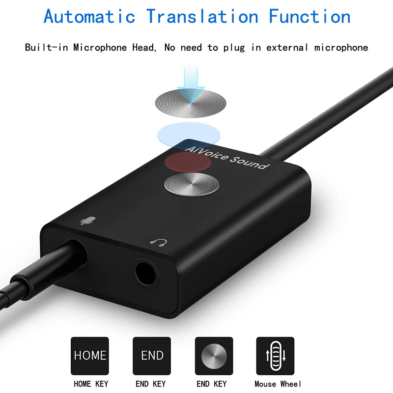 AI Assistant Smart Voice Translator Search Support 24 Languages USB Adaptor AI Voice to Text Sound Card