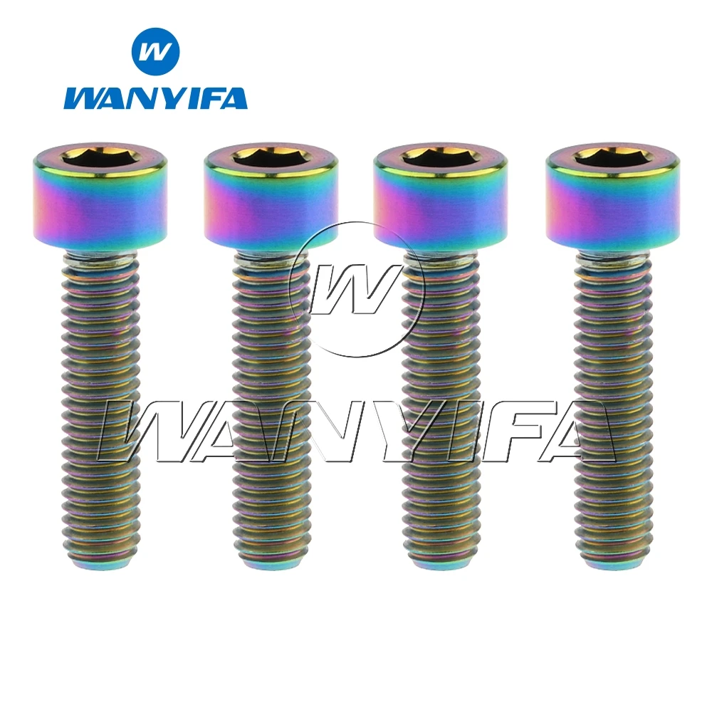 Титановый "Wanyifa" болты M6x25mm шестигранный винт для велосипеда ободного тормоза винт 4 шт - Цвет: Square Rainbow