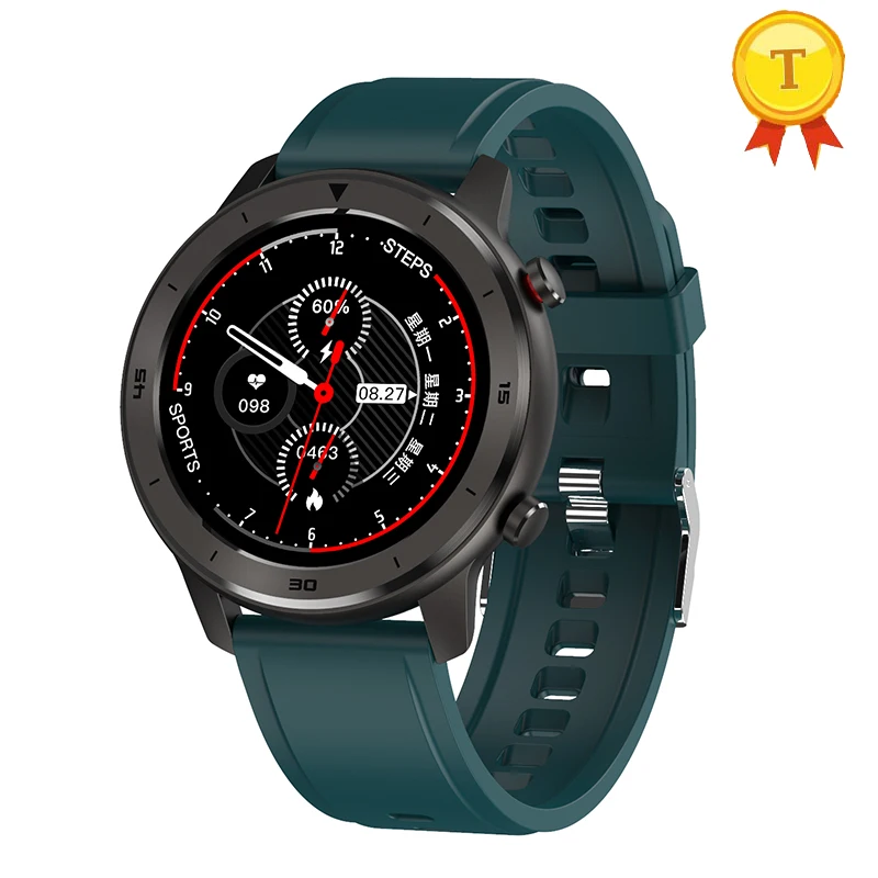 green silicone IP68 Водонепроницаемые Смарт-часы для мужчин 1,3 дюймов настоящий Полный Круглый сенсорный hd экран сердечный ритм кровяное давление кислородный монитор Смарт-часы - Цвет: green silicone