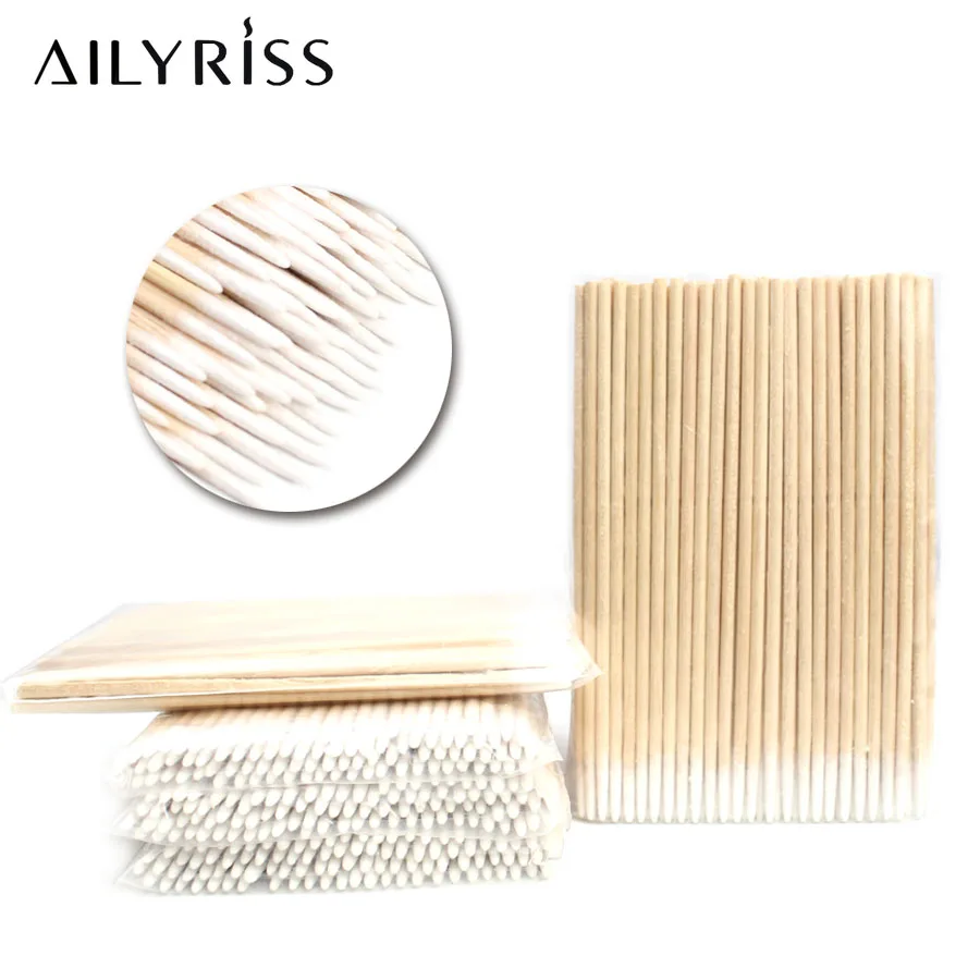 300PCS 7cm Wood Cotton Swab Cosmetics Permanent Makeup Health New Ear Jewelry Clean Sticks Buds Tip Head |