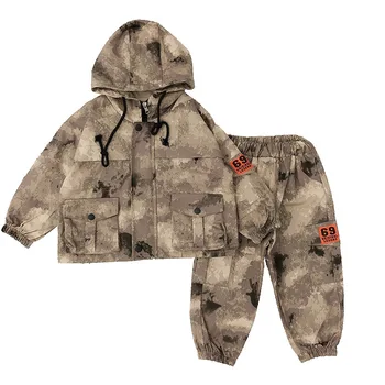 

2PCS WLG boys clothing set kids autumn Camouflage cargo jacket and pant set baby boy fashion all match outfit
