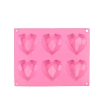 

6 Grids Diamond Love Silicone Cake Mold 3D Heart Shape Fondant Mould Chocolate Baking Modelling Cake Decor Tools