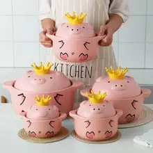 Керамическая кастрюля для супа, молочная кастрюля, кастрюля для тушения, кастрюля для супа, каша для супа, Бытовая Керамическая, высокотемпературная, пожарная, газовая, суповая кастрюля, винтажная