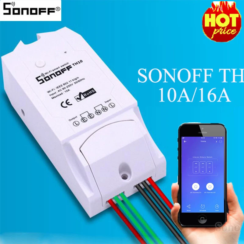 

Sonoff TH16/TH10 Temperature Humidity Monitoring Wifi Smart Switch Wifi Smart Controller Switch Mobile APP Remote Timing Switch
