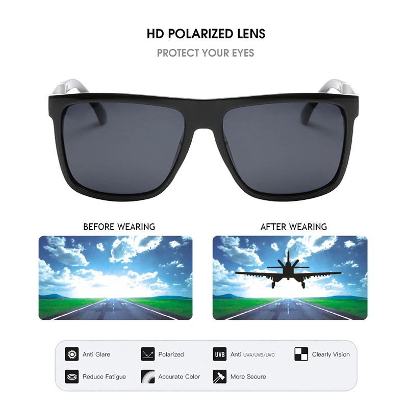 FUQIAN фирменный дизайн Модные поляризованные мужские солнцезащитные очки ретро квадратные пластиковые мужские солнцезащитные очки дешевые уличные очки UV400