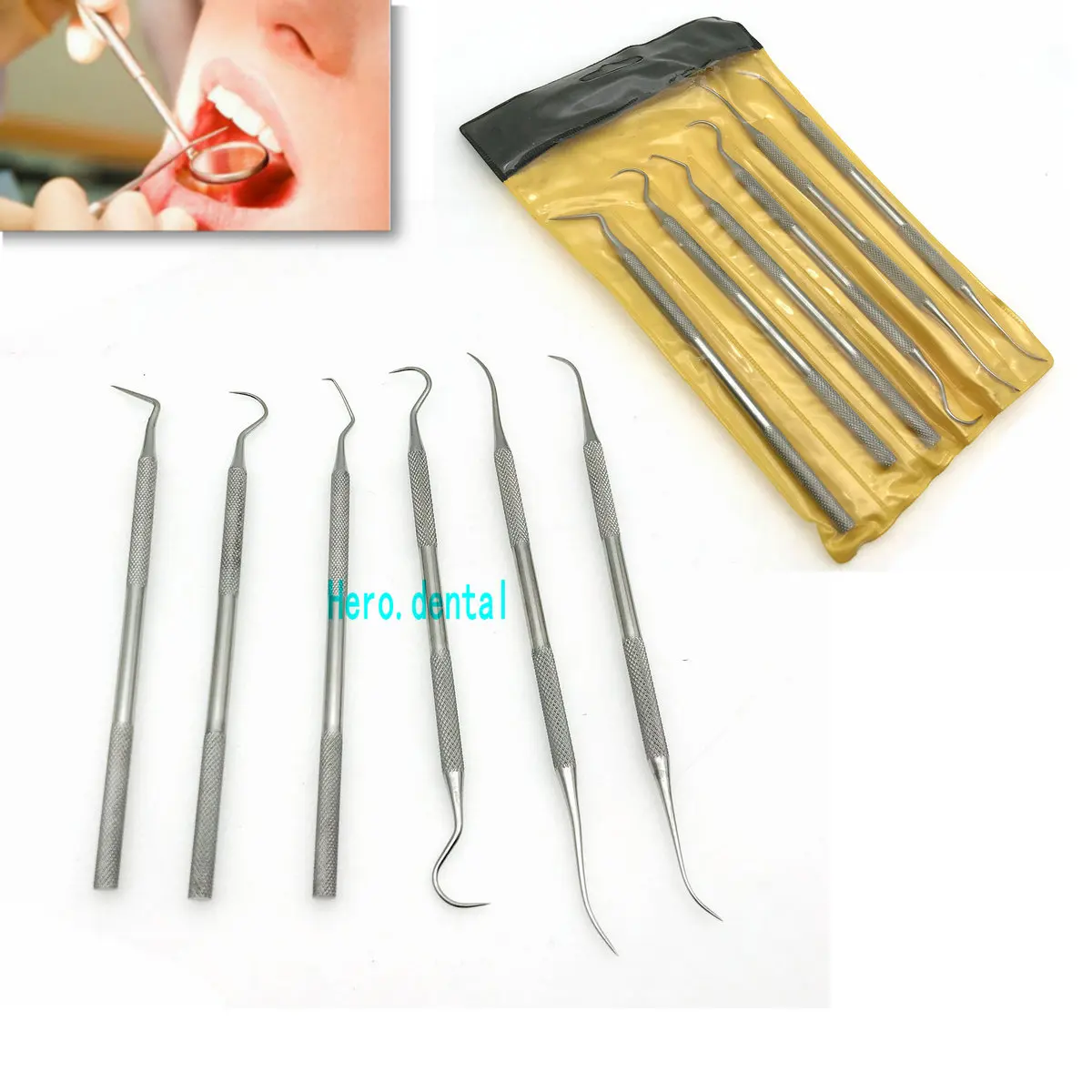 6pcs Dental Hygiene Kit Tools Set For Deep Teeth Cleaning Surgical Oral