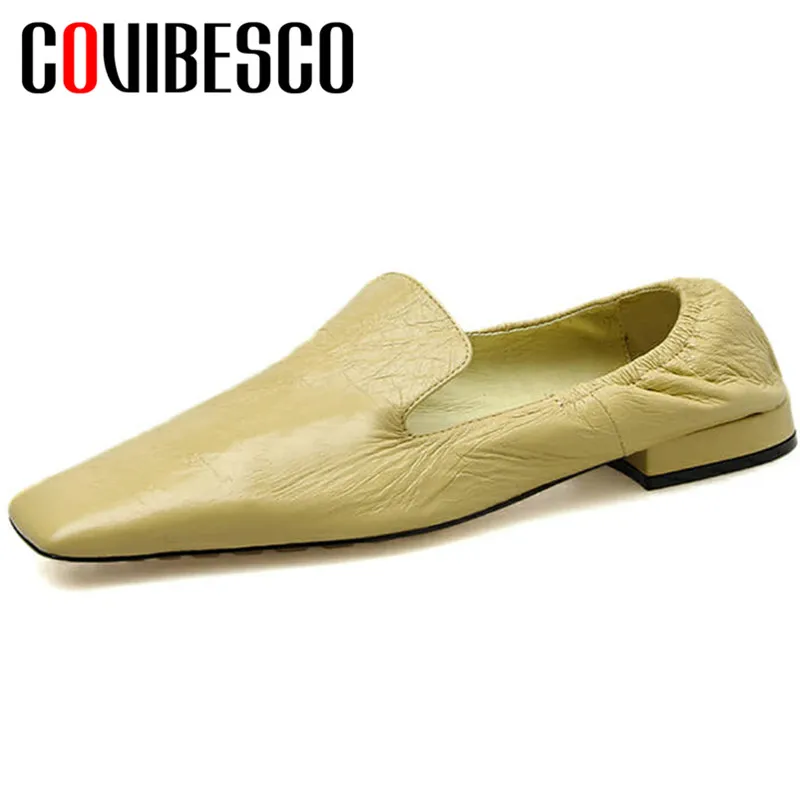 

COVIBESCO 2020 Fashion New Arrival Women Pumps SheepSkin Spring Autumn Casual Shallow Square Toe Square Heeled Shoes Women