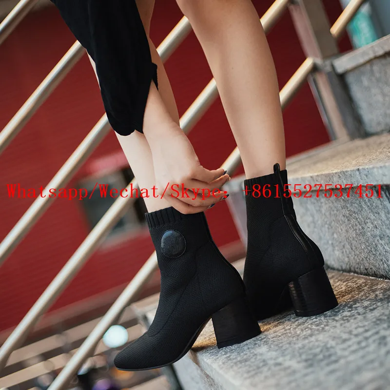 Новинка; Модные женские ботинки; коллекция года; ботильоны с квадратным носком; фирменный дизайн; обувь на не сужающемся книзу высоком массивном каблуке; женские короткие ботинки без застежки; botas Mujer