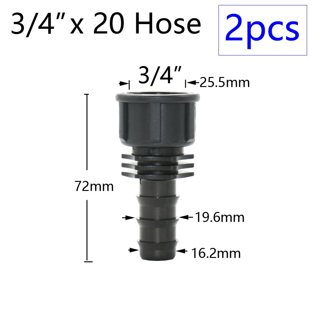 2pcs 1/2" 3/4" 1" Thread To Barb 16mm 20mm 25mm 32mm PE Hose Connector Adapter Gagriculture Irrigation System Pipe Coupler