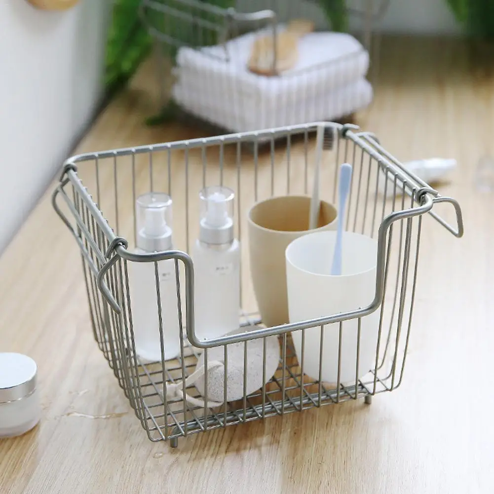 

Wrought iron storage rack storage box basket rack finishing superimpose racks Organizer Holder Bathroom Kitchen Sundries Contain