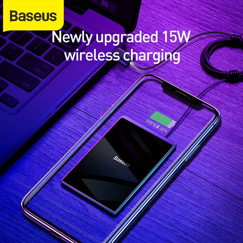 Baseus 15W 0.3mm Ultra Thin Qi Wireless Charger for iPhone 11 With USB Cable Fast Charger Waterproof Mobile Phone Charging Pad
