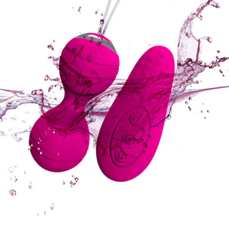 Silicone Shrink Yin Vagina Kegel BallsSmart Ball Vaginal Tight Exercise Machine + Wireless Remote Clitoris Stimulator Vibrators