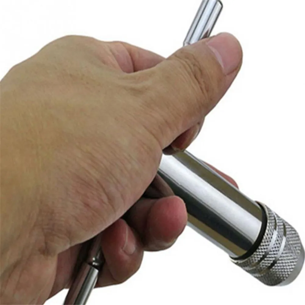 Ajustável T-Handle Tap Wrench, Ratchet Tap Wrench, Máquina Parafuso Rosca Metric Plug, Ferramenta Machinist, Tap Reamer, M3-M8