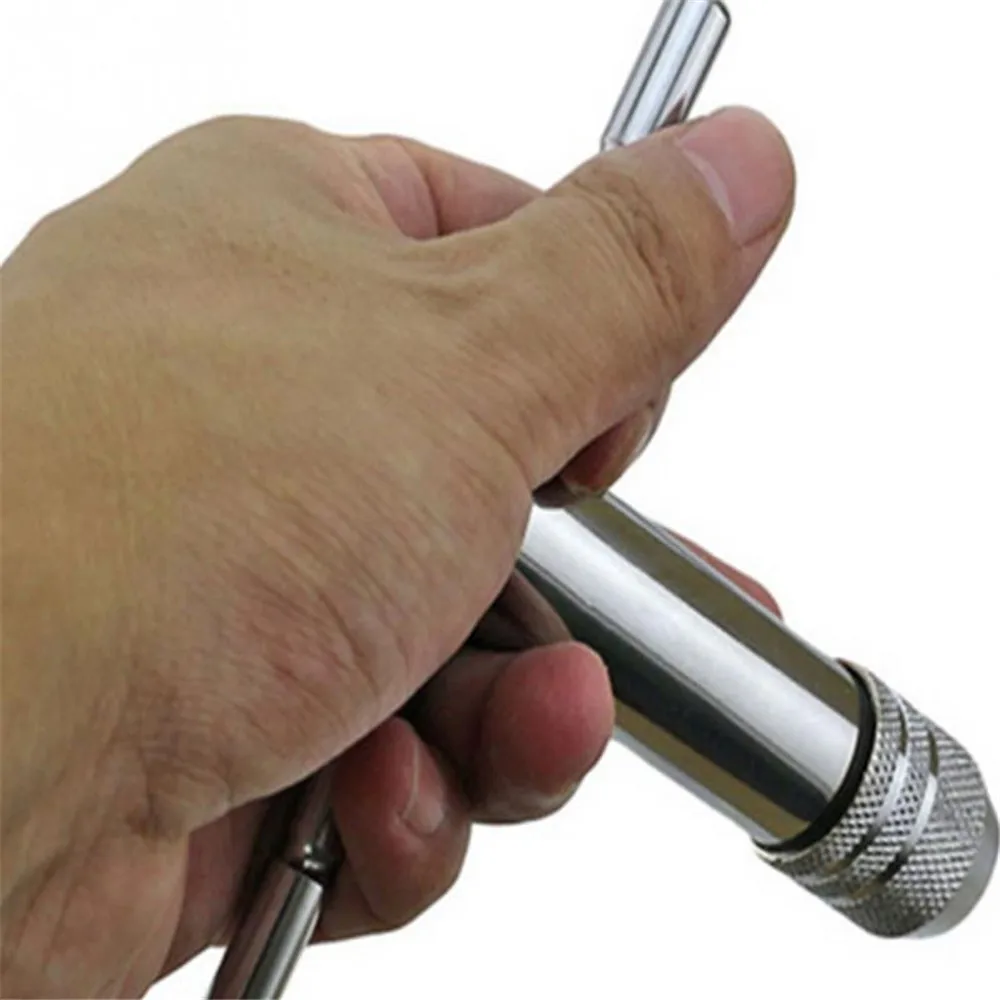 Ratchet Tap Wrench Adjustable T-Handle Tap Wrench with M3-M8 Machine Screw Thread Metric Plug Machinist Tool for Reamer ratchet tap wrench