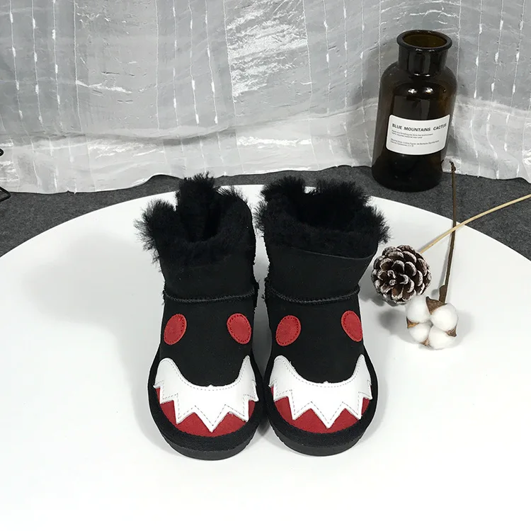 Dolakids/овчина; теплые детские зимние сапоги для детей; Новинка; зимняя обувь принцессы для малышей; нескользящая подошва; милые детские сапоги для девочек - Цвет: Черный