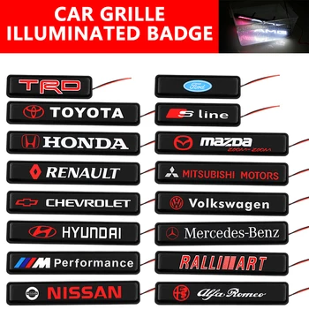 

1pcs 24 Model LED Decorative lights Car led ABS Chrome Front Hood Grille Emblem Badge Car sticker styling Car Accessories