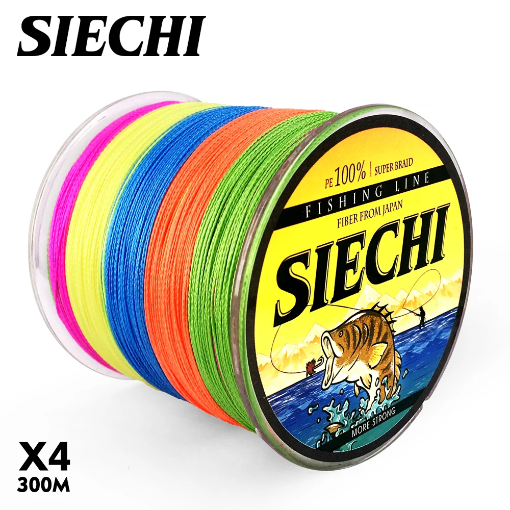 SIECHI плетеная рыболовная леска 300 м 4 нити многонитевая для ловли карпа 12 15 20 30 38 43 52