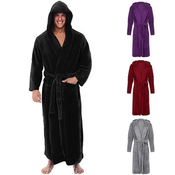 

New Plus Size 3XL Men Robe Winter Flannel Soft Kimono Gown Lovers Ultra Large Long Bathrobe Nightwear Thick Warm Women Sleepwear