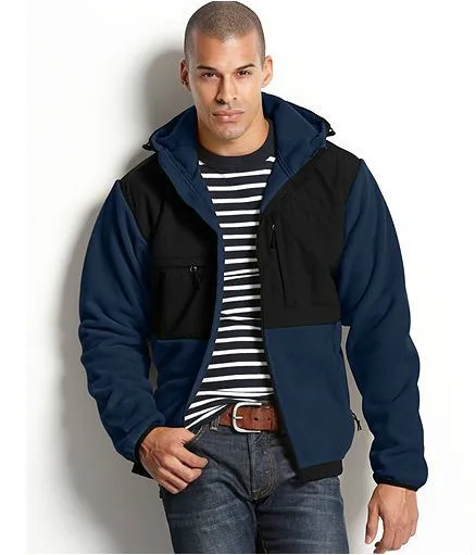 Мужская осенняя и зимняя флисовая куртка с капюшоном, ветронепроницаемая теплая спортивная куртка, Мужская одежда - Цвет: Синий