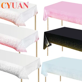 

137x274cm Plastic Rose Gold Dot Tablecloth Rectangle PVC Oilproof Table Cover Disposable Table Cloth for Birthday Wedding Party