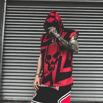 

Hip hop Harajuku Couples Men's T-shirt Street Fashion Japanese Korean Style Loose Street Loose Sleeveless Hoodiefor Men