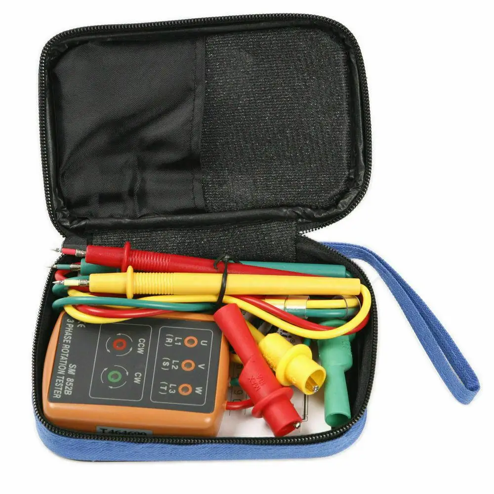 

MeterMall SM852B 3 Phase Sequence Rotation Tester LED Indicator Detector Checker Meter(Without Battery)
