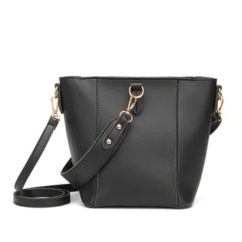 

Female Korea Fashion Simple pu leather bucket bag women handbag Shoulder Bag Crossbody Bags women's messenger bags black