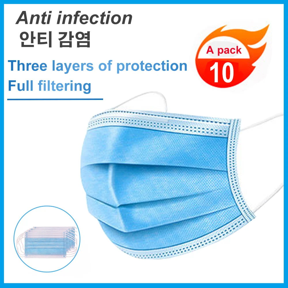 

Disposable Protective Mask 3 Layers Dustproof Facial Protective Cover Masks Maldehyde Breathable Prevent Masks 3/5/10pc
