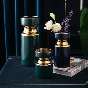 

Nordic Ins Ceramic Vase Home Ornaments Vase Electroplating Gold Nordic Style Sitting Room Flower Arranging Home Decor Bottle