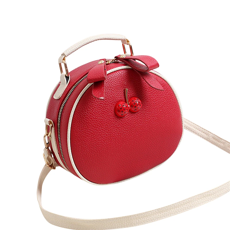 Nuolin Cherry blossom pattern female PU leather small handbag fashion  casual designer ladies bag shoulder girl bag round zipper 