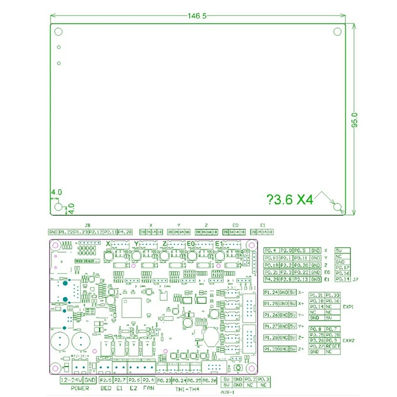 AAAJ-Makerbase MKS SBASE V1.3 32 бит плата управления открытым исходным кодом поддержка Marlin2.0 и Smoothieware Поддержка прошивки MKS TFT экран