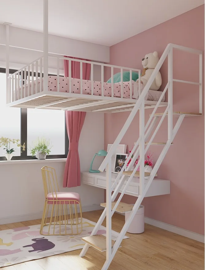 

Suspended Loft Bed 1.5x2m with Ladder / Study Iron Made