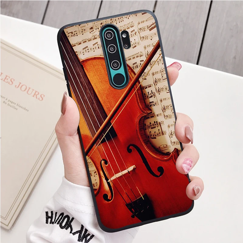 Musical Notes Violin black Silicone Phone Case For Redmi note 8 7 Pro S 8T for redmi 9  7A Cover best flip cover for xiaomi Cases For Xiaomi
